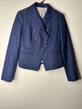 Banana Republic Navy Double-Breasted Military Blazer with Gold Buttons